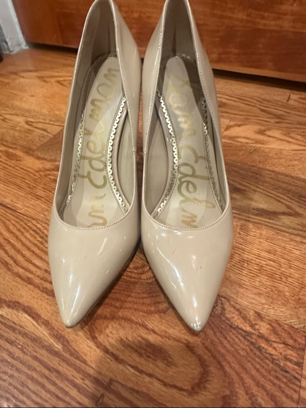 Sam Edelman Nude Patent Pointed-Toe Pumps